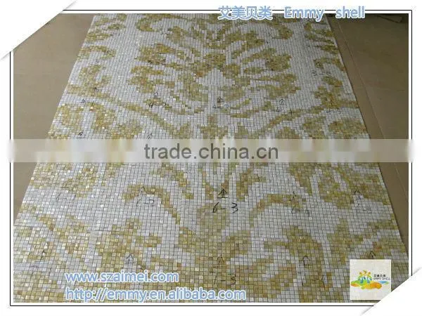 Mixed design mother of pearl shell mosaic wall tile wall panel