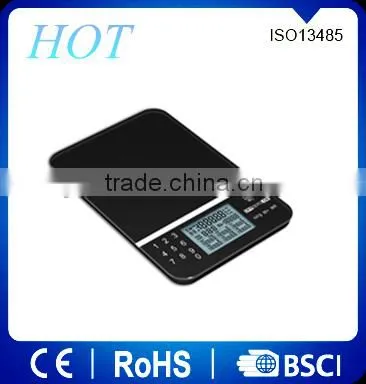2016 new design nutritional scale multi-function glass platform with 5kg/g