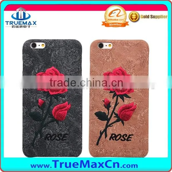 For iPhone6 6S Embroidery Rose Pattern Back Case