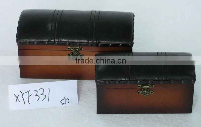 set 3 leather black with button and cover Storage Ottoman