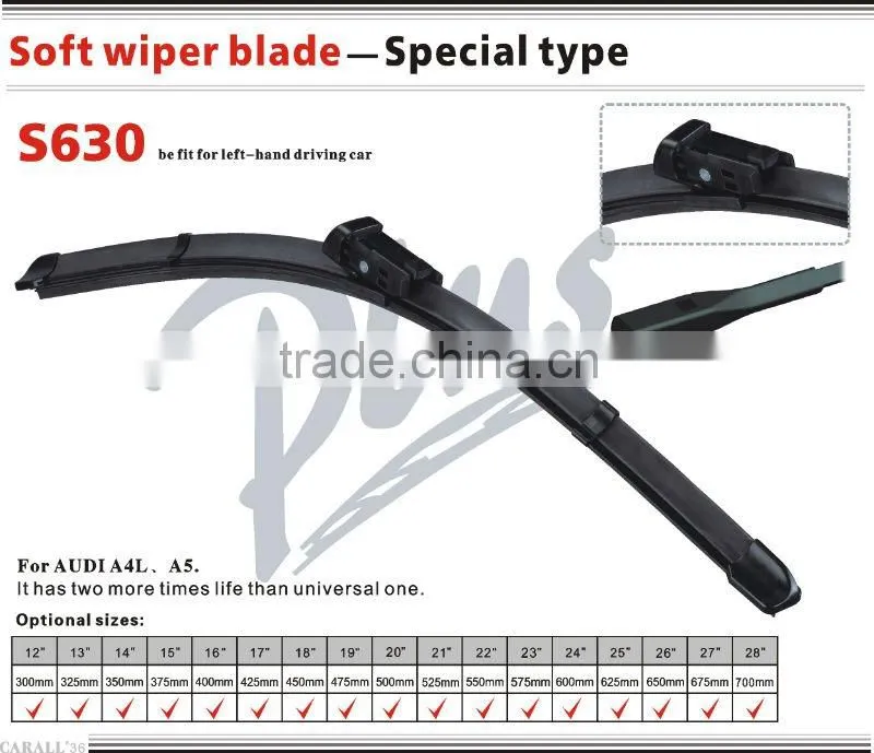 S630 18 inch A4L A5 Soft Windshield Car Wiper Blade