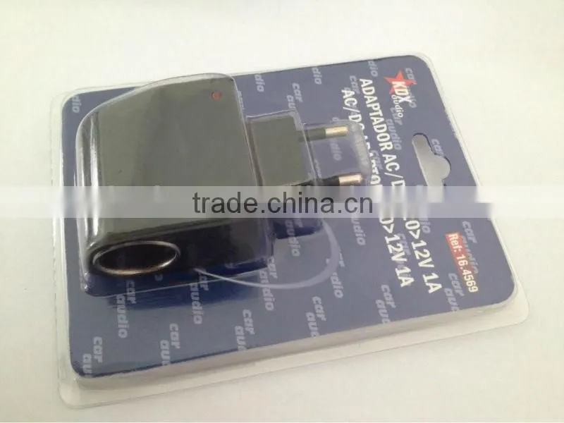 EU plug 110/240V to 12V AC/DC adapter car charger converter
