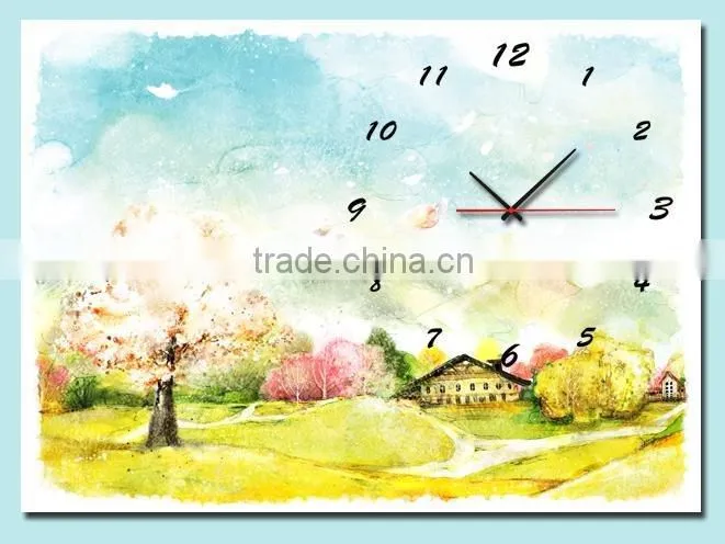 wall clock art on canvas with frame