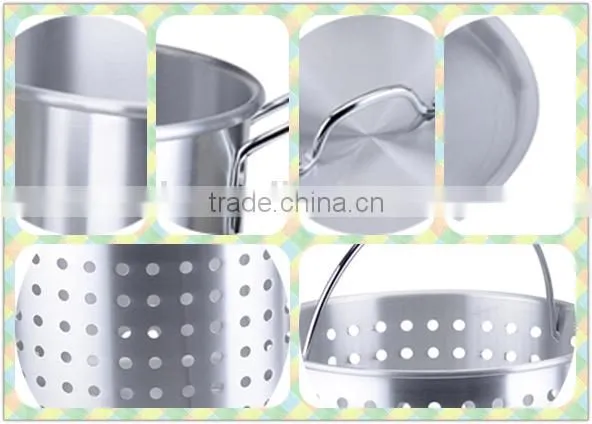 Aluminum Satin restaurant soup pot with Inner Basket