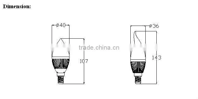 smart led candle bulb light, indoor design candle lamp product 3w E14