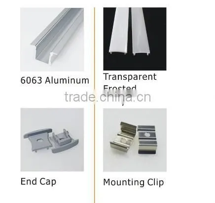 2016 smooth lighitng UV Resistant PC cover SMD3528 aluminium led profile for led strip light