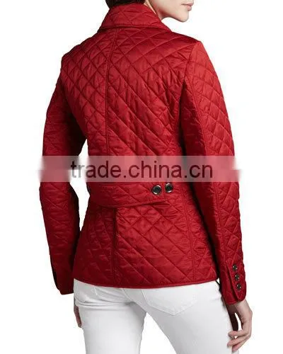 women winter quilted button jacket