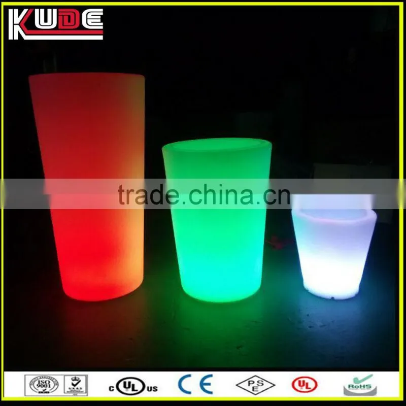 PE plastic material LED round flowerpot/planter pot with RGB light glowing