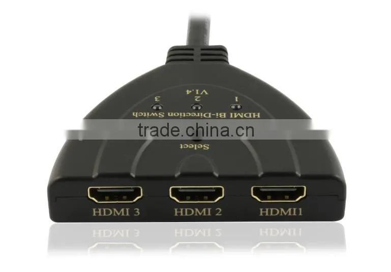 Hot video player 4kx2k 3 ports Bi-direction hdmi switch splitter with pigtail cable
