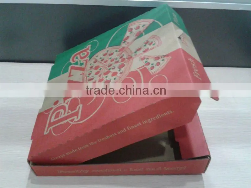 E-flute custom disposable corrugated pizza box/different size disposable corrugated pizza box with logo