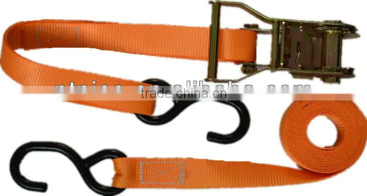 Hot Sold 1'' x 10' Ratchet Strap Vinyl Coated S Hooks Buckle Tie Down Strap