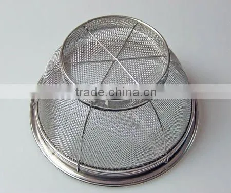 Stainless Steel Wire Mesh Drain Basket Circle Type Vegitable And Dish Dryer