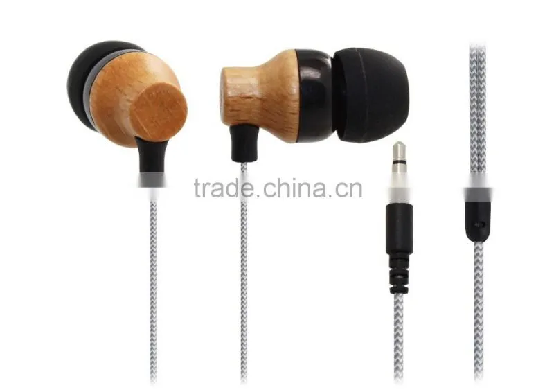 Hot Selling In-ear Headphones Wooden Earphones 2016 Fast Selling Free Sample Offered