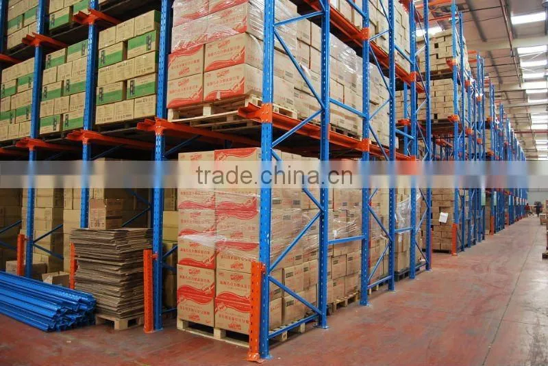 CE blue and orange warehouse drive in pallet rack system