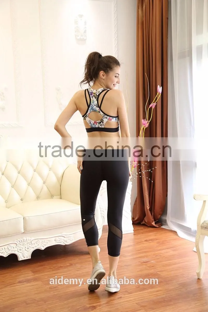 Custom Breathable soft fitness bra and pants women's sports wear Yoga set
