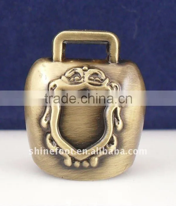 1.2''mini metal cow bell A4-C07 with logo printed and keyring leather strap as souvenirs (E253)