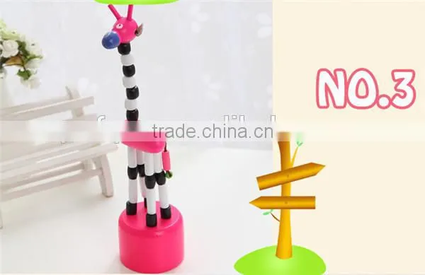 Pop-up giraffe wooden puppet Push finger toy