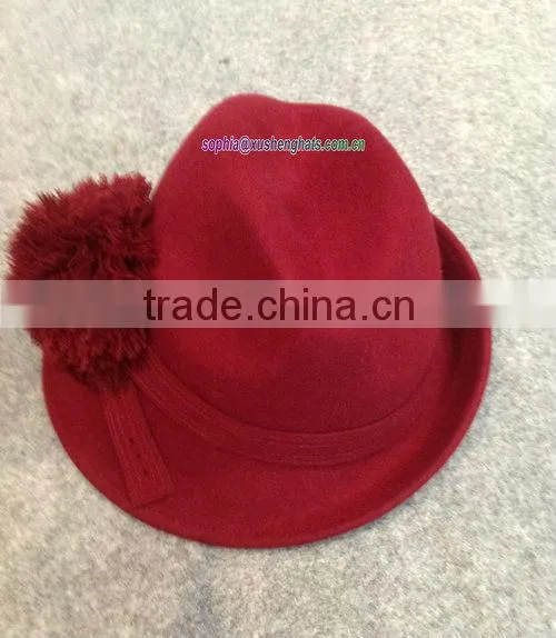 2014 Fashion100% Wool Felt Ladies Fedora Hat