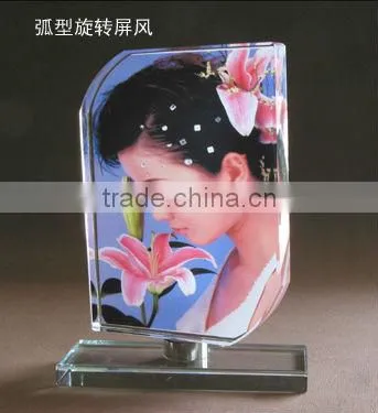 Heart shaped printing colorful Crystal Photo Frame