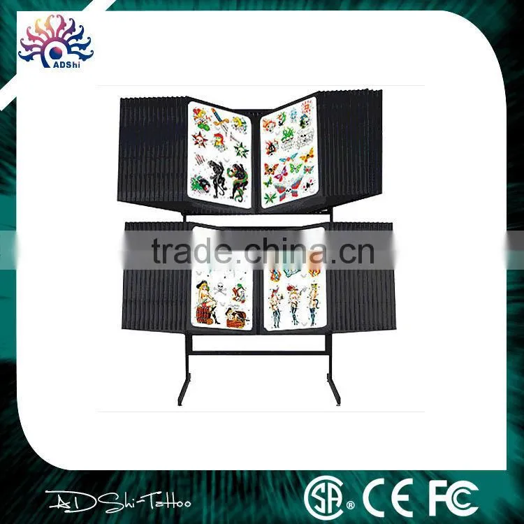 professional stainless steel tattoo flash display rack,tattoo photo display racks with free stand