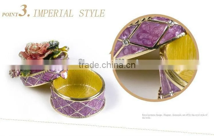 RORO Beautiful Life rose enamel metal craft jewellery box