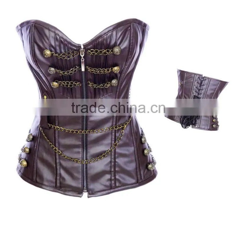 women casual push up leather sexy strapless corset m1989