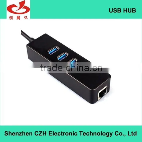 5 Gbps high speed usb 3.0 3 por hub with 1 Rj45 Gigabit Ethernet Lan Adapter