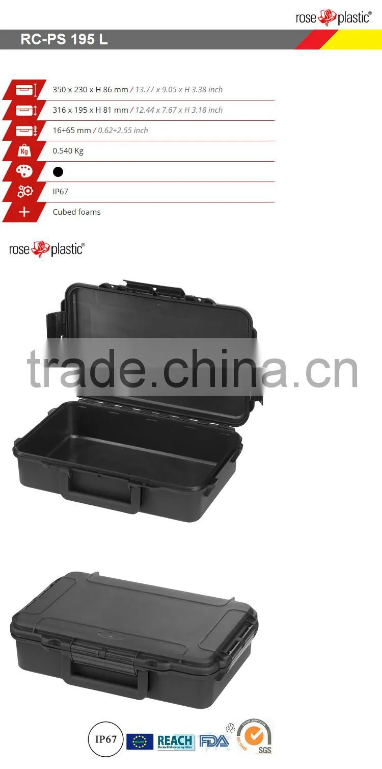Strong hard waterproof dustproof plastic electronic device organ packaging case box with IP67 waterproof RC-PS 195 L