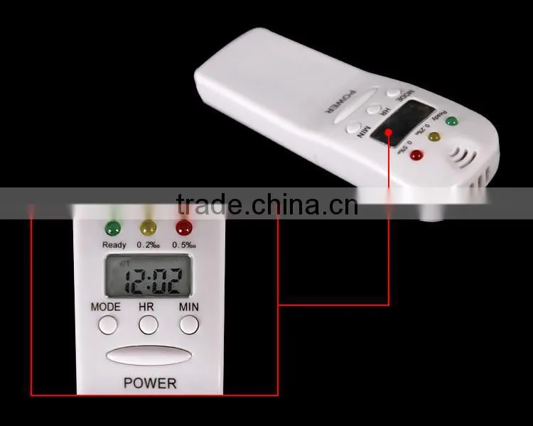 LED Digital alcohol tester with clock