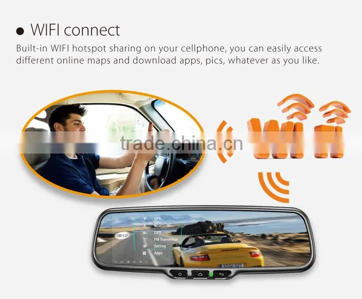 5 Inch Android gps navigation rearview mirror gps wireless camera