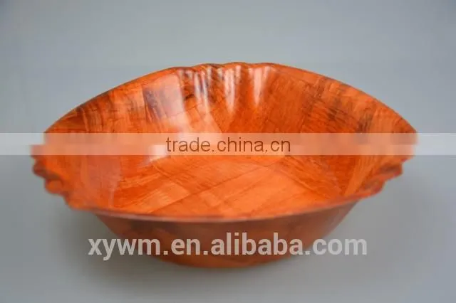 Peach shape of woven wooden plate and dish