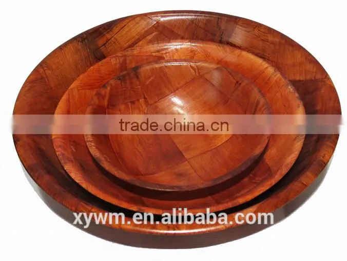 TUV Certification HOT Cheap Mahogany Solid Wooden Woven Nut Bowl Set