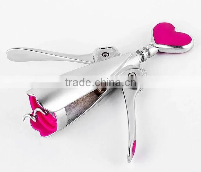 newly design heart shape zinc alloy kitchen tools corkscrew