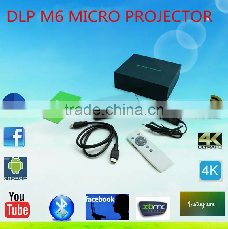 M6 projector Cheapest Polarizer Android 4.4 OS with buletooth smart portable micro projector