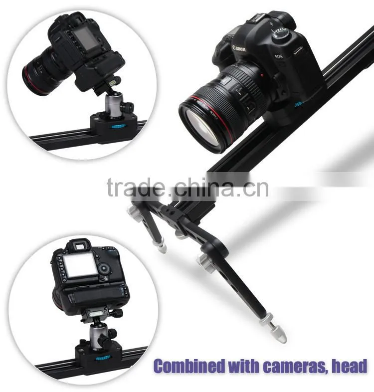 Factory supply camera mini rail dolly slider 80cm for DV camcorder with pan head