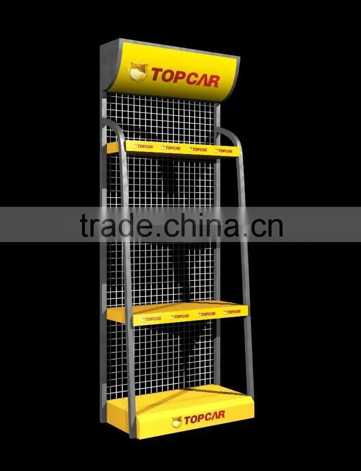 Factory flooring stand lubrication oil display rack car metal lube slushing compound display shelf