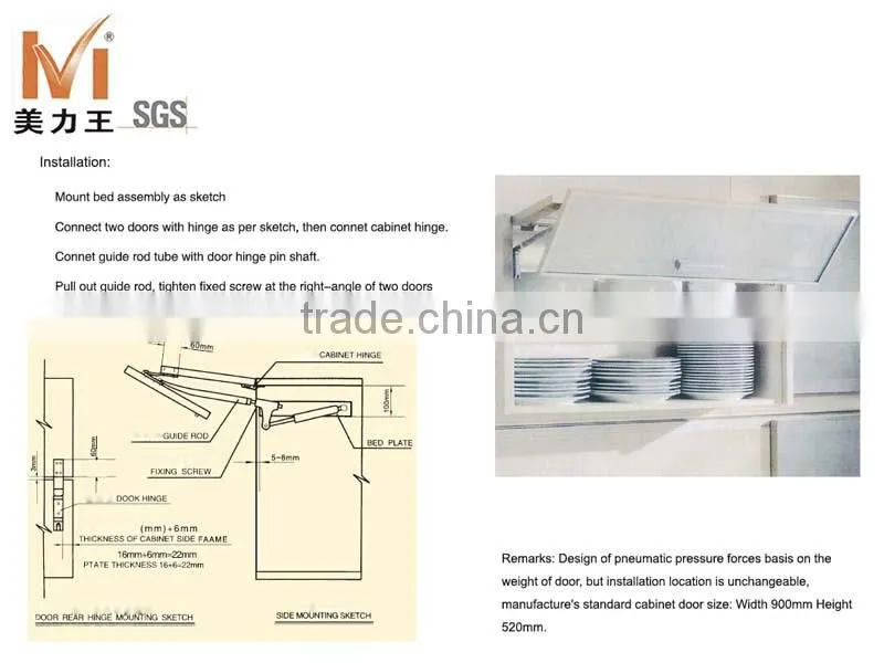 automatic upward turning folding cabinet door support folding door brackets