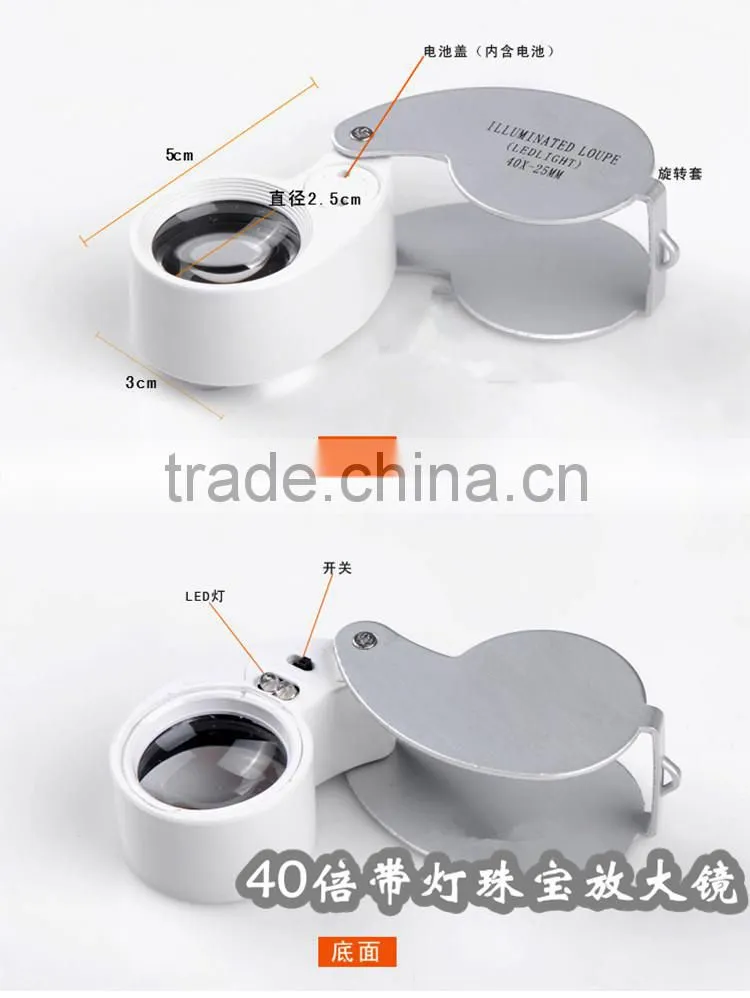 40X 25mm POWER JEWELER LOUPE LED LOOP MAGNIFIER MAGNIFING
