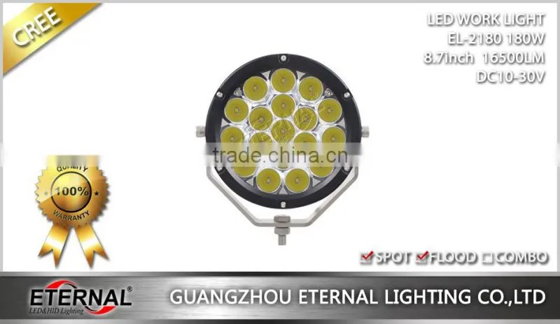 180W round 9" LED driving headlight super brightness led work light for offroad Jeep 4x4 racing heavy duty vehicles