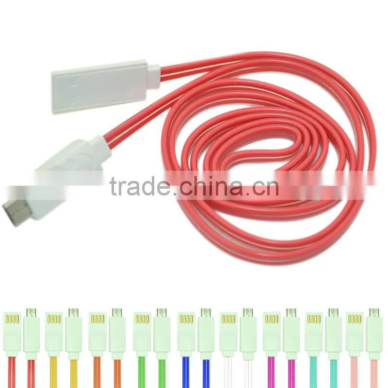 1m LED USB Cable Micro USB Cable With Led Light for iPhone Smile Face USB data charging cable charger lines for iphone 4 4s