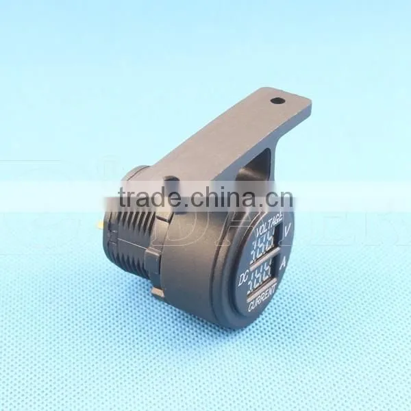 High Quality 5V~30V Car Dual Port Digital Voltmeter And Ammeter Socket With Bracket One Hole Panel