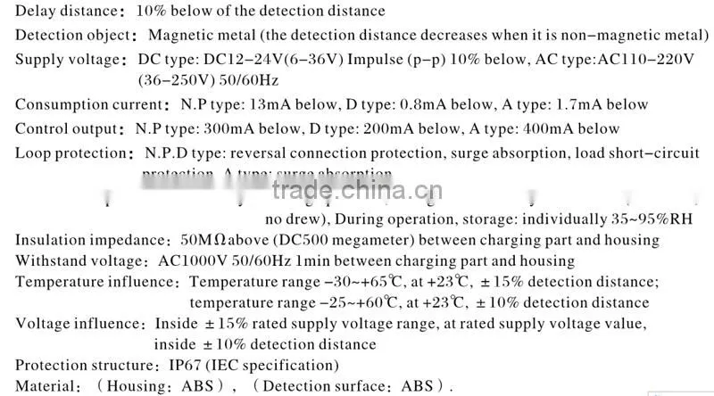 PSn40-20P3 PNP NO+NC DC Horn type and square inductive Proximity switch No-embedded type sensor
