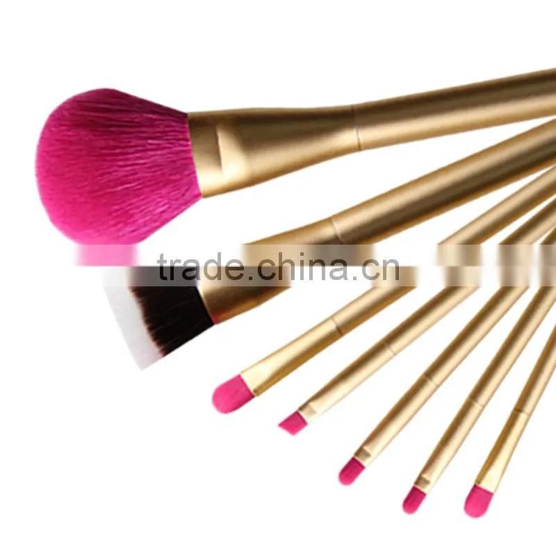 2016 custom logo 8pcs oval golden synthetic makeup brush