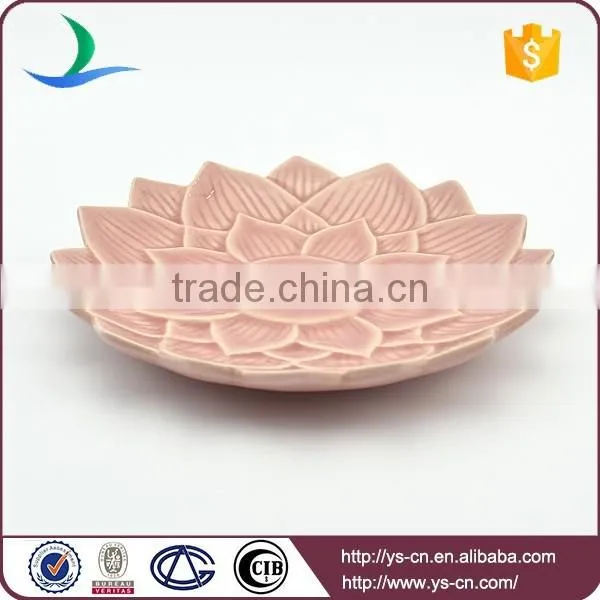 Wholesale Pink Ceramic Dish With Flower Design