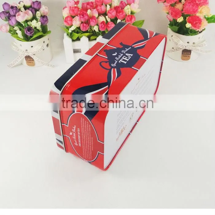 4 color print rectangle airtight metal tea tins
