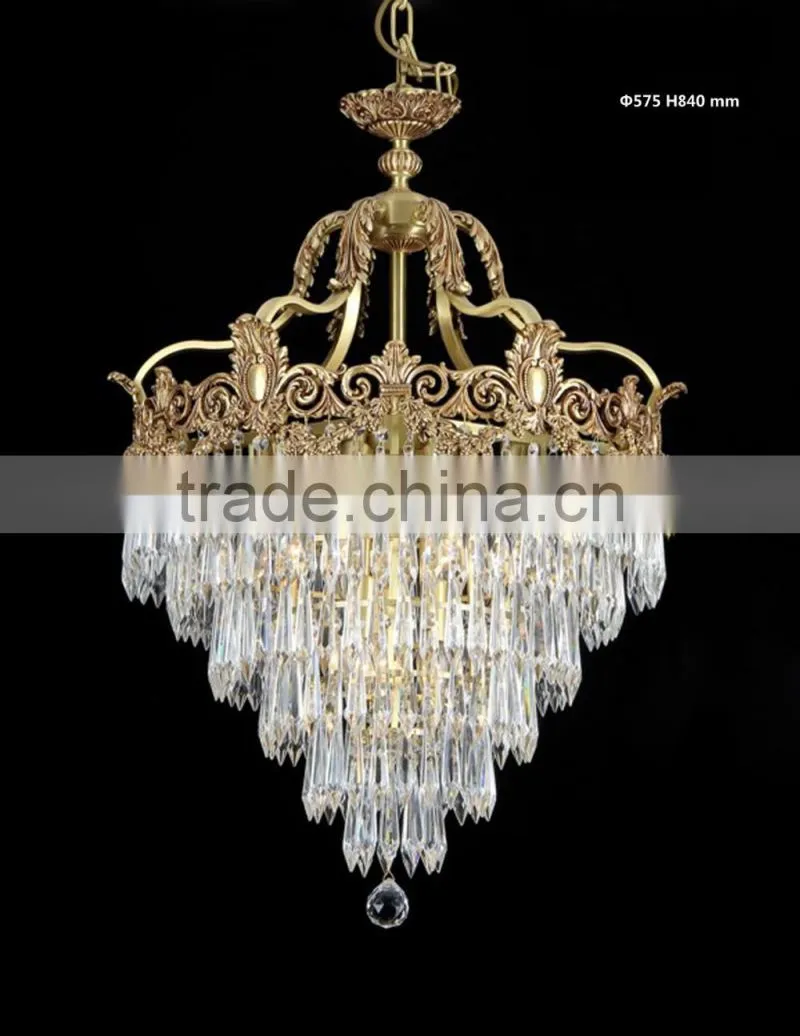 Rococo Style Crystal Bronze Chandelier/ Home Decor Retro Brass Pendant Lamp/ Luxury New Design Ceiling Lamp