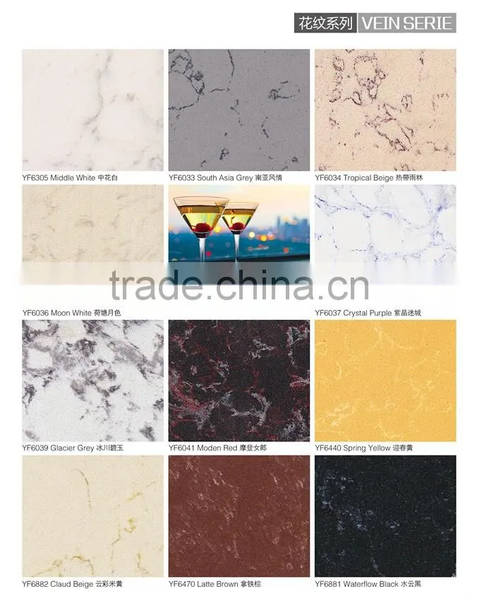 Color grey artificial quartz stone countertop for sale