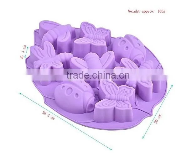 Animal Cake Soap Silicone Mold Baking Pan(Lady Bugs,Butterflies,Bees and Dragonflies)