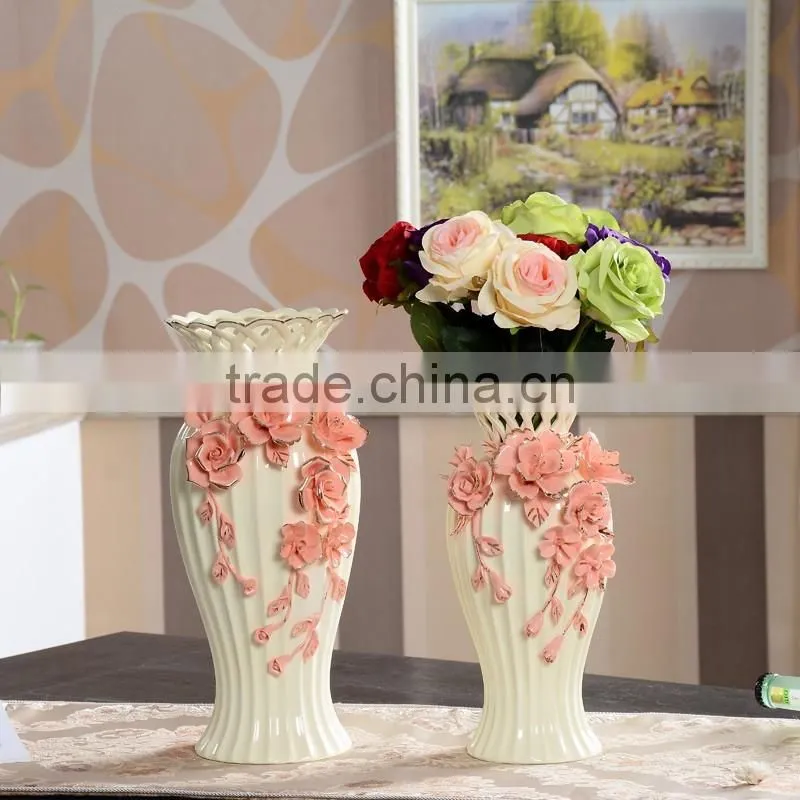 a container that is used for holding flowers,good quality ceramic vase for home decoration,decorated ceramic vase for wedding