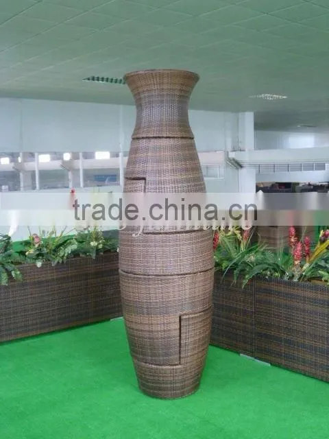 Hot sell saving space stackable rattan rocket coffee set